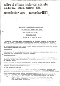 Newsletter, Newsletter, No. 21 November 1981