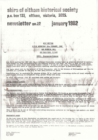 Newsletter, No. 22 January 1982