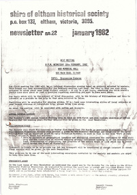 Newsletter, Newsletter, No. 22 January 1982