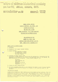 Newsletter, Newsletter, No. 23 March 1982