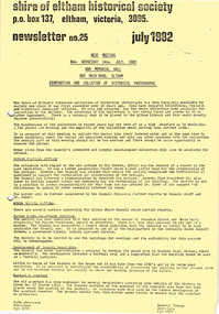 Newsletter, Newsletter, No. 25 July 1982