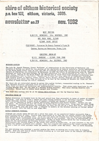 Newsletter, No. 27 November 1982