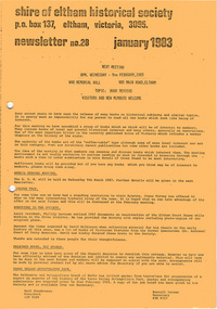 Newsletter, Newsletter, No. 28 January 1983