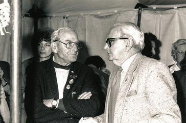 Photograph, Jock Read (on left) with Garnet Burges, Shire of Eltham function, c.1990, 1990c