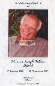 Photograph, Maurice Joseph Fabbro (Mario); 19 January 1920 - 19 November 2009, 2009