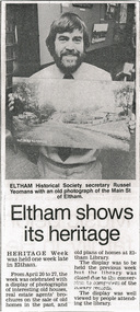 Photocopy of newsclipping, Eltham shows its heritage, c.1988, 1988c