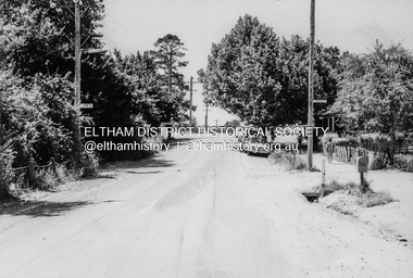Photograph, Looking North along Main Road near intersection with John Street, Eltham, February 1968, Feb 1968