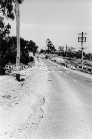 Photograph, Looking south along Main Road towards Bridge Street from the intersection with Henry Street, Eltham, February 1968, Feb 1968