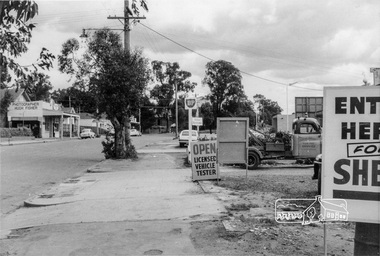 Photograph, Looking south along Main Road between Arthur and Dudley Streets, Eltham, February 1968, Feb 1968