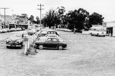 Photograph, Looking south across to the shopping centre from the west side of Main Road, Eltham, February 1968, Feb 1968