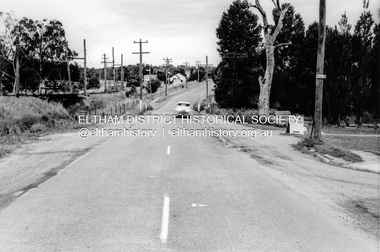 Photograph, Looking north along Main Road from intersection with Cecil Street, Eltham, February 1968, Feb 1968