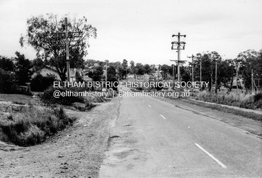 Photograph, Looking south along Main Road towards the shops form near the intersection with Elsa Court, Eltham, February 1968, Feb 1968