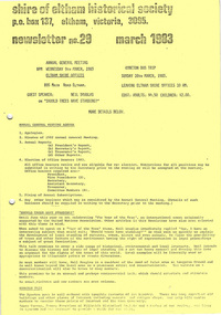 Newsletter, Newsletter, No. 29 March 1983