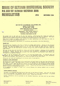 Newsletter, No. 38 September 1984