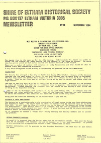 Newsletter, Newsletter, No. 38 September 1984