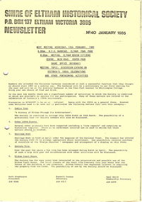 Newsletter, No. 40 January 1985