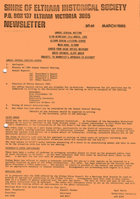 Newsletter, Newsletter, No. 41 March 1985