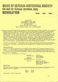 Newsletter, Newsletter, No. 42 May 1985