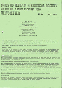 Newsletter, No. 43 July 1985