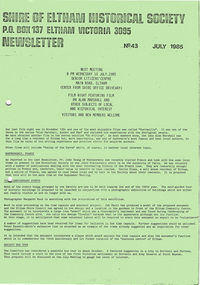Newsletter, Newsletter, No. 43 July 1985