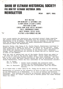 Newsletter, Newsletter, No. 44 September 1985