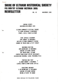 Newsletter, No. 45 November 1985
