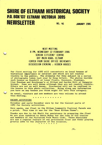 Newsletter, No. 46 January 1986