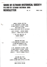 Newsletter, Newsletter, No. 47 March 1986