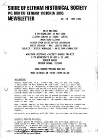 Newsletter, Newsletter, No. 48 May 1986