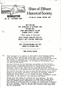 Newsletter, No. 50 September 1986