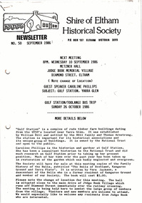 Newsletter, Newsletter, No. 50 September 1986