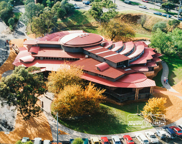 Photo album, Aerial view showing the new Eltham Library, 1994, 1994