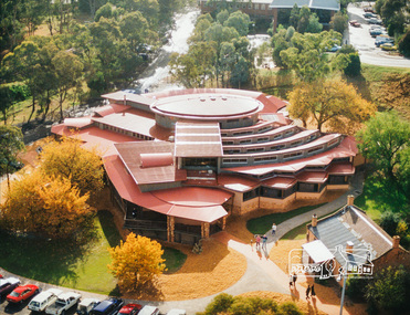 Photo album, Aerial view showing the new Eltham Library, 1994
