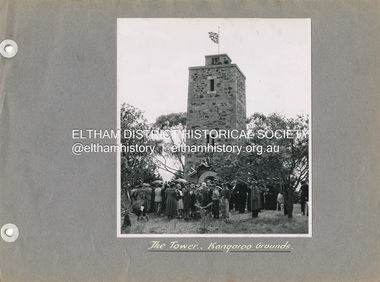 Photo album, Stuart Tompkins, The Tower . .   Kangaroo Grounds, 16 Nov 1951, 1952c