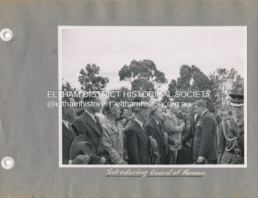 Photo album, Stuart Tompkins, Introducing Guard of Honour, 16 Nov 1951, 1952c
