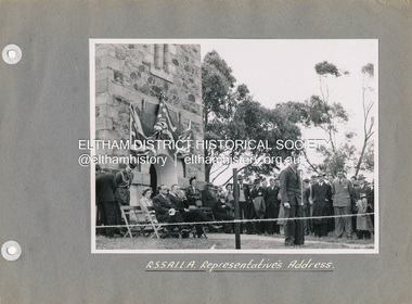 Photo album, Stuart Tompkins, R.S.S.A.I.L.A. Representative's Address, 16 Nov 1951, 1952c