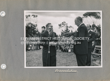 Photo album, Stuart Tompkins, Presentation, 16 Nov 1951, 1952c