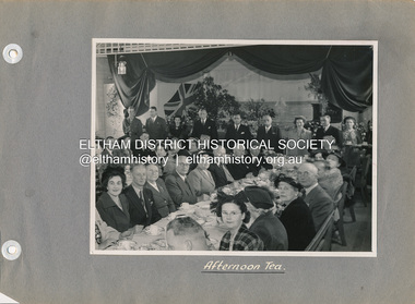 Photo album, Stuart Tompkins, Afternoon Tea, 16 Nov 1951, 1952c