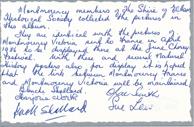 Photograph Album, Duplicate of photo album sent by the Eltham District Historical Society to Montmorency, Paris, France