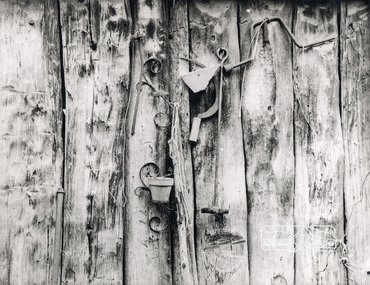 Photograph, George W. Bell, Detail, Shed Wall, Birch Cottage, Yarra Glen Road, Smiths Gully, Aug 1969
