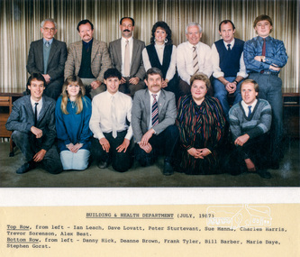 Photograph, Staff Photo, Building and Health Department, Shire of Eltham, July, 1987 (with names), 1987