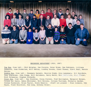 Photograph, Staff Photo, Engineers Department, Shire of Eltham, July, 1987 (with names), 1987