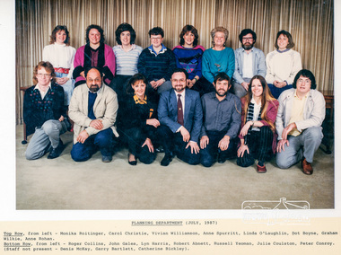 Photograph, Staff Photo, Planning Department, Shire of Eltham, July, 1987 (with names), 1987