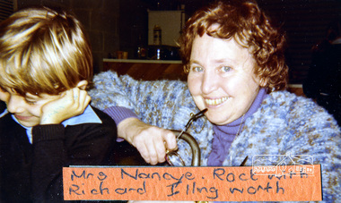 Photograph, Mrs Nancye Rock with Richard Illingworth, Eltham Christian School, 1981