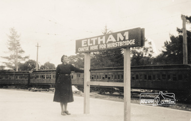 Photograph, Heather Sargeant at Eltham Railway Station