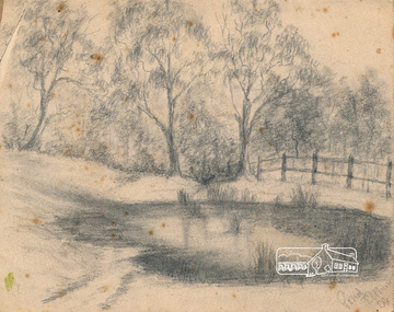 Greeting Card, Pond, Eltham; sketch by E.G