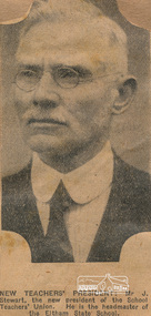 Newspaper clipping, Mr. J. Stewart, Headmaster, Eltham State School