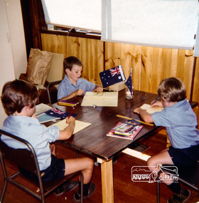 Photograph, Scott Taylor, Peter Whalley and Christopher Field (Yrs 1 and 2), Eltham Christian School, 1982