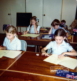 Photograph, Primaries; Melina Bryans, Karen Whalley (front), Susan Field, Darren Watts (rear), Eltham Christian School, 1982, 1982