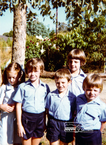 Photograph, Yrs 1-3; Susan Field (3), Scott Taylor (2), Darren Watts (3), Peter Whalley (1), Christopher Field (1), Eltham Christian School, 1982